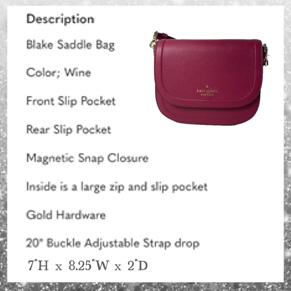 kate spade Blake Pebbled Leather Saddlebag Cranberry NO CALLOUTS - Picture 15 of 15